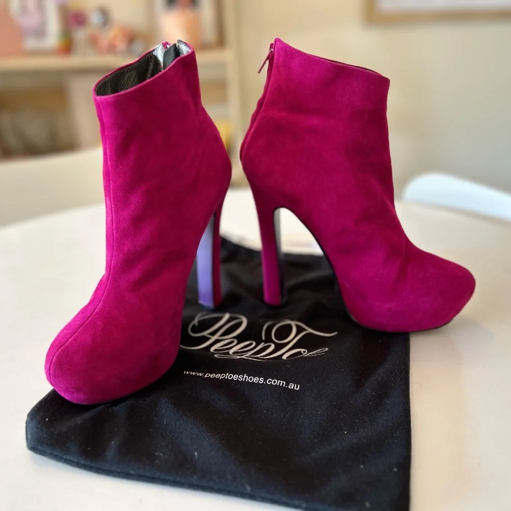 PeepToe Miss Combat Boots - Picture 1 of 9